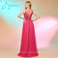 Echte Fotos Chiffon Pink Charming Scoop A-Linie Abendkleid